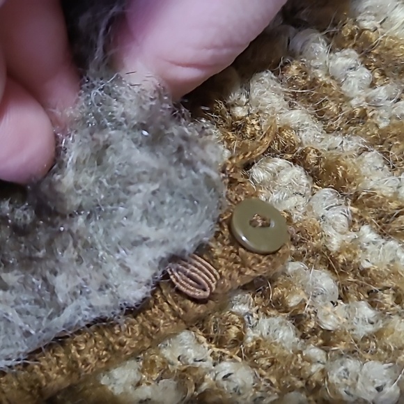 Lilly McKay Brown & Tan Grandpa Cardigan w/ Detachable Faux Fur Collar - Size M - Picture 7 of 9